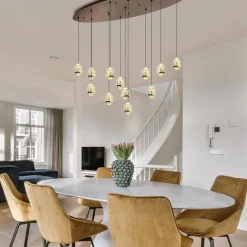 Ovale 12-lichts LED hanglamp Golden Egg><noscript><img width=