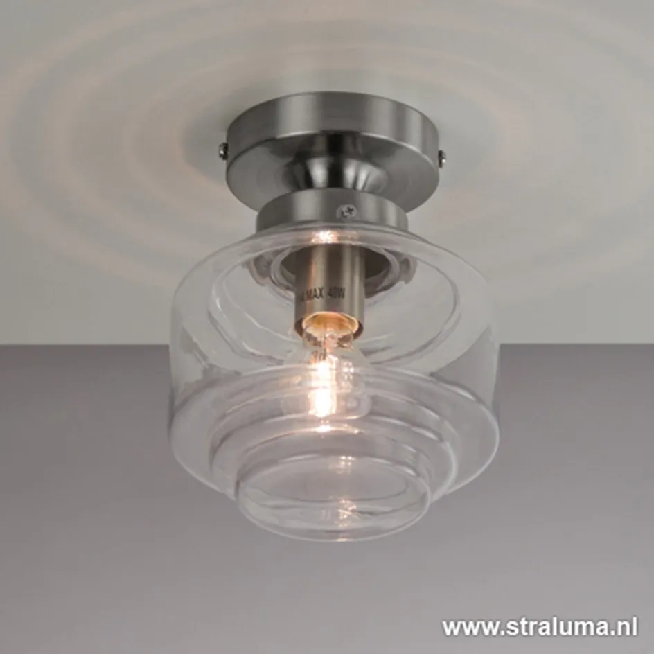 Plafondlamp Art Deco klein helder glas>Straluma Sale