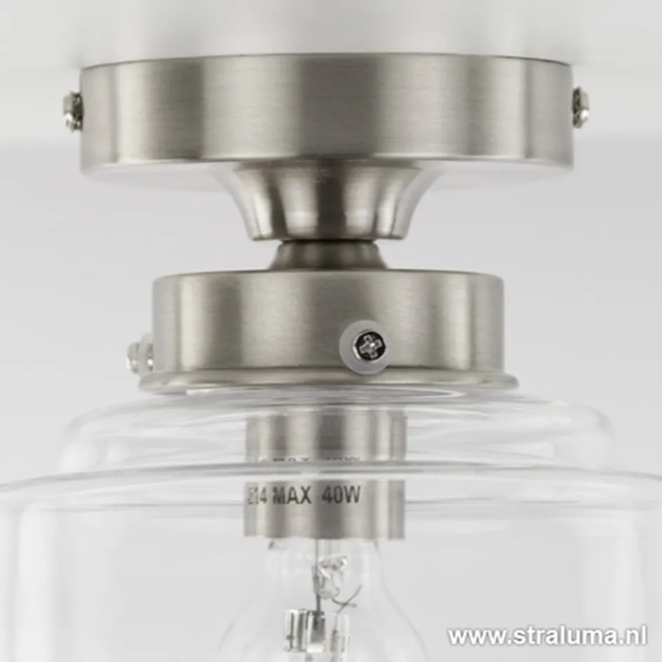 Plafondlamp Art Deco klein helder glas>Straluma Sale