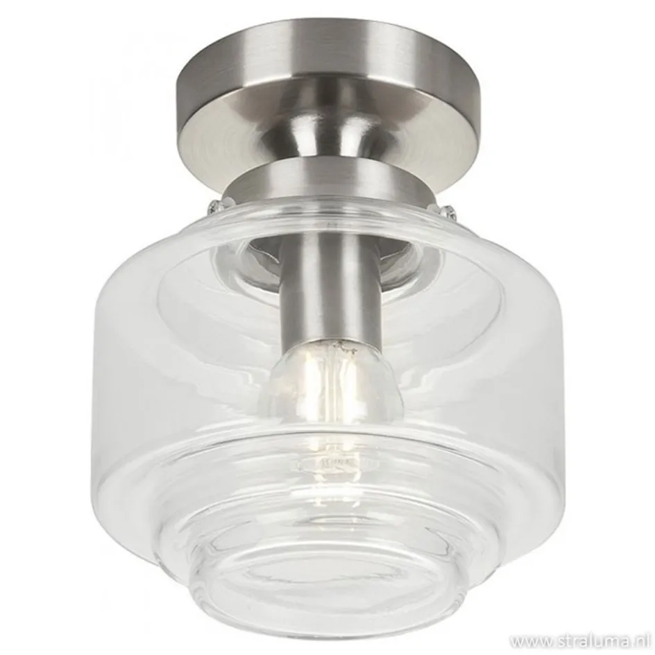 Plafondlamp Art Deco klein helder glas>Straluma Sale