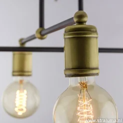 *Plafondlamp basic 4L e27 zwart/brons>Straluma Outlet