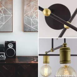 *Plafondlamp basic 4L e27 zwart/brons><noscript><img width=