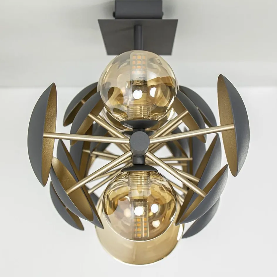 Plafondlamp Bubble 8l 76cm amber/grijs>Straluma