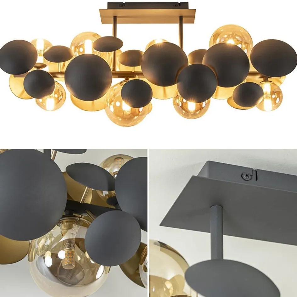 Plafondlamp Bubble 8l 76cm amber/grijs>Straluma