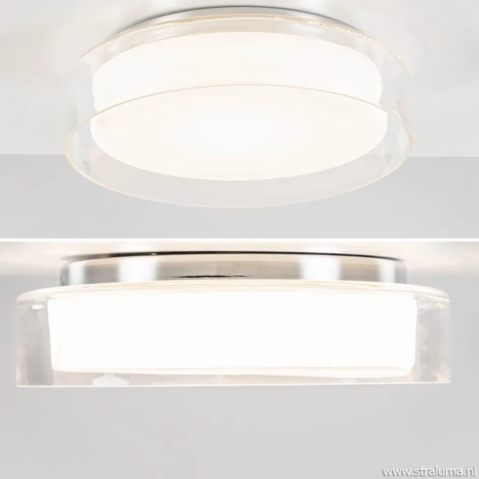 Plafondlamp chroom/clear IP44 3-step dim>Straluma Online