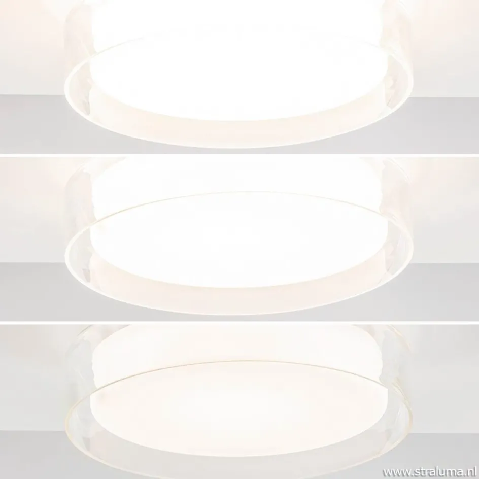Plafondlamp chroom/clear IP44 3-step dim>Straluma Online