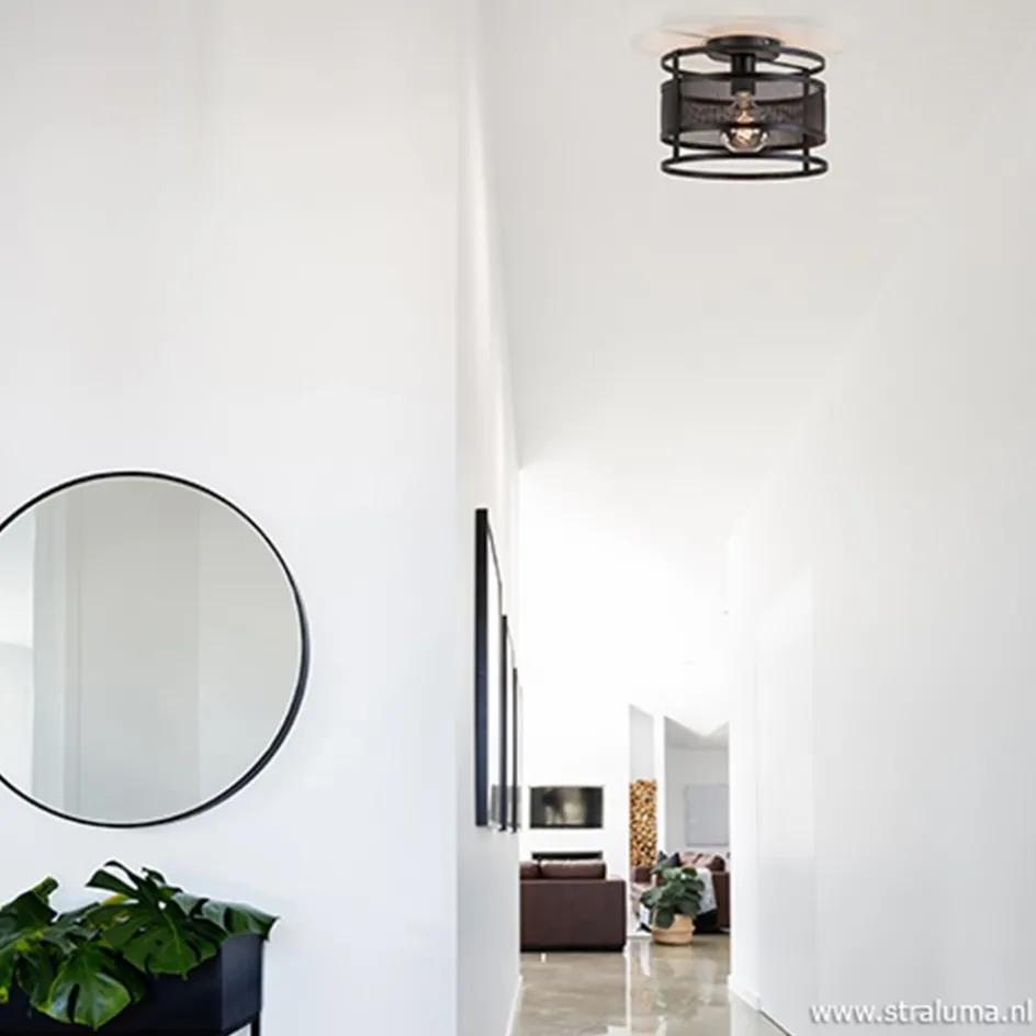 Plafondlamp cilinder gaas zwart>Straluma New