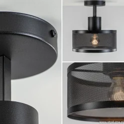 Plafondlamp cilinder geperforeerd zwart><noscript><img width=