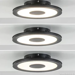 **Plafondlamp disc 26cm zwart 3-step dim><noscript><img width=