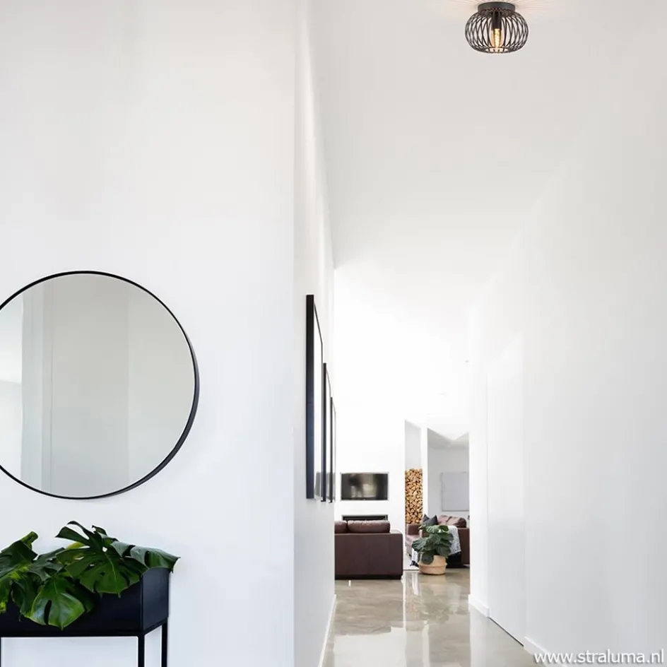 Plafondlamp donut klein draad zwart 25cm>Straluma