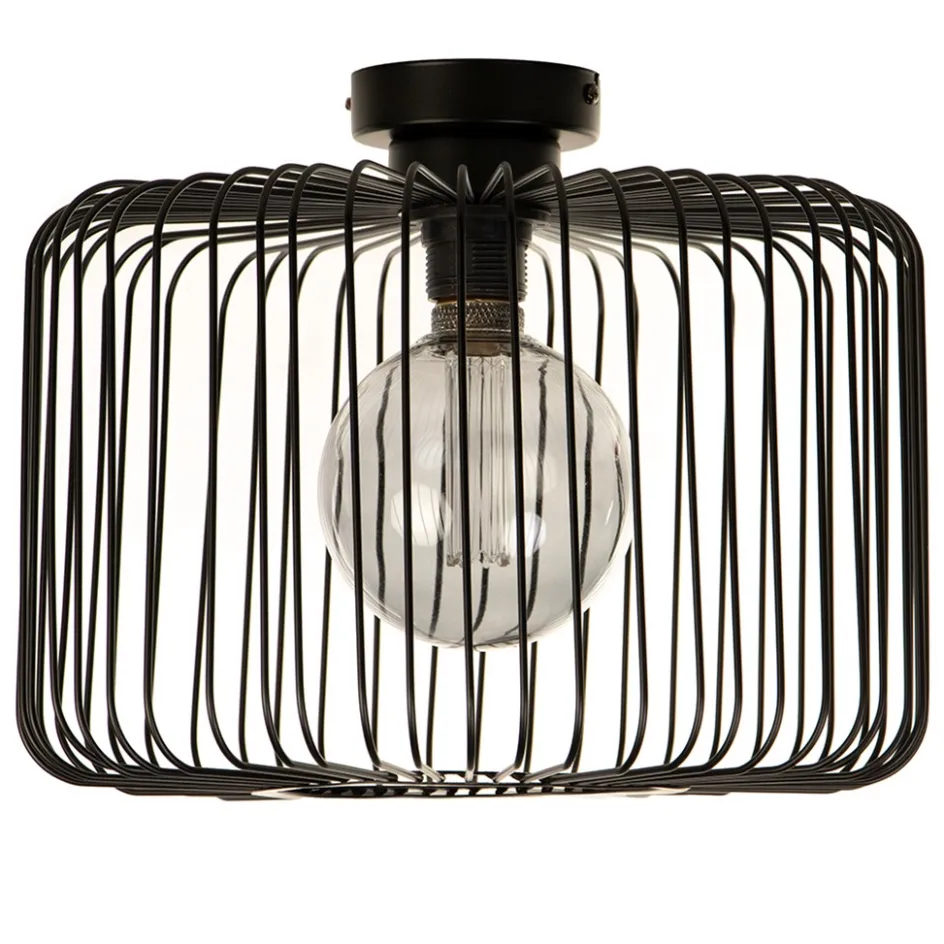 Plafondlamp draad cilinder zwart 28cm>Straluma