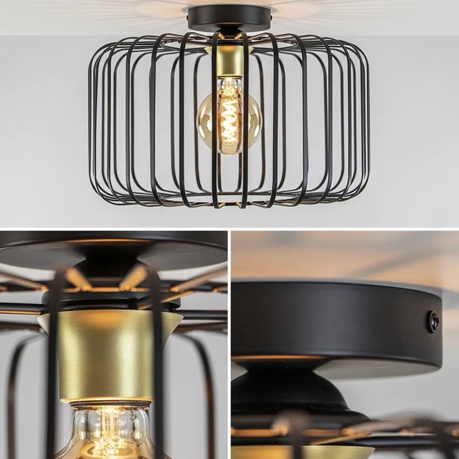 Plafondlamp draad cilinder zwart/brons>Straluma New