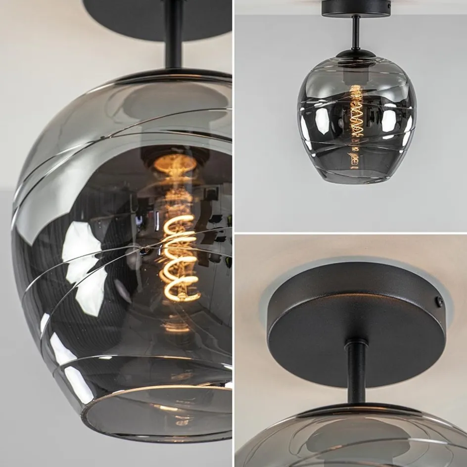 Plafondlamp Fantasy 1L zwart + smoke glas>Straluma New