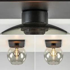Plafondlamp Globe 25 vierkant zwart/smoke><noscript><img width=