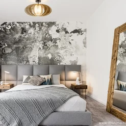 Plafondlamp hout met stoffen kap 50cm><noscript><img width=