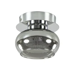 Plafondlamp klein chroom met smoke glas>Straluma Clearance