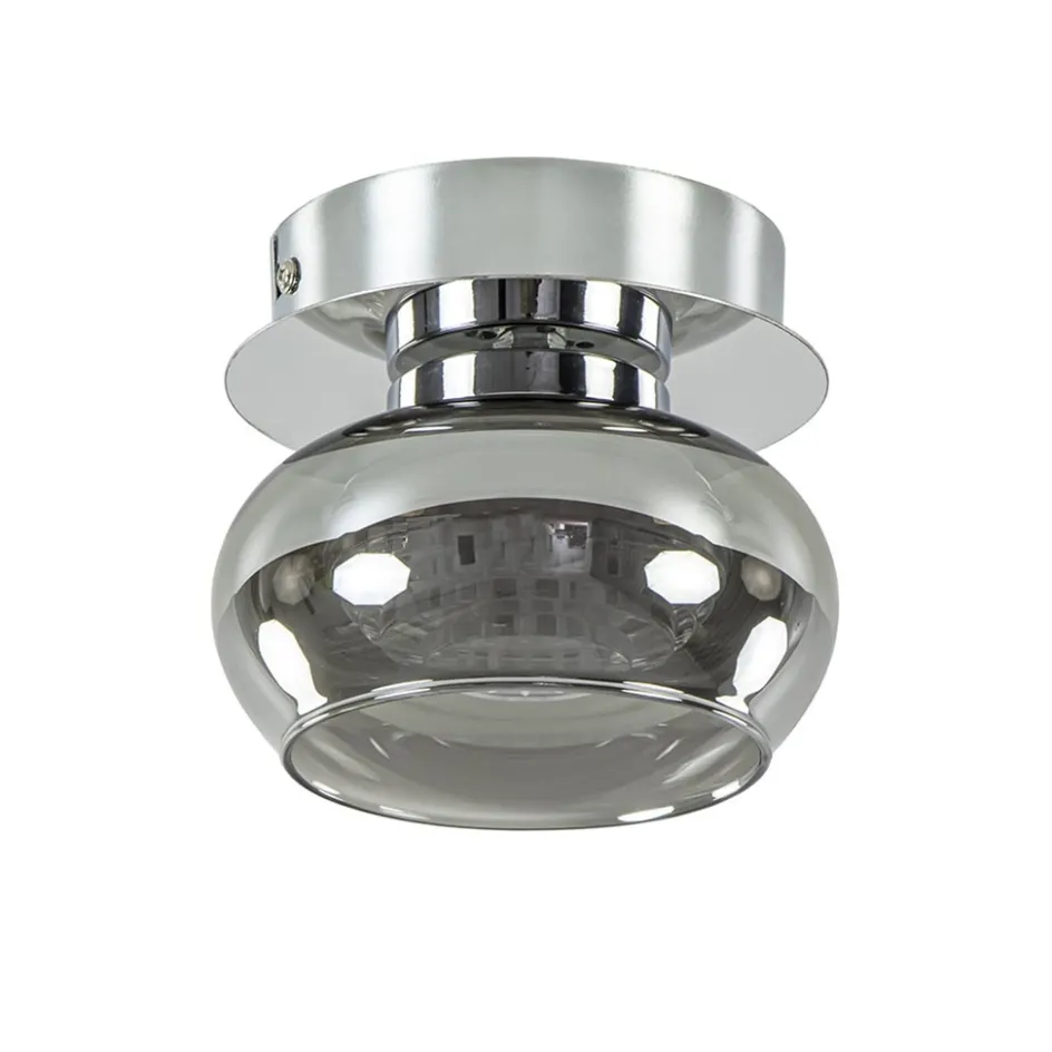 Plafondlamp klein chroom met smoke glas>Straluma Clearance