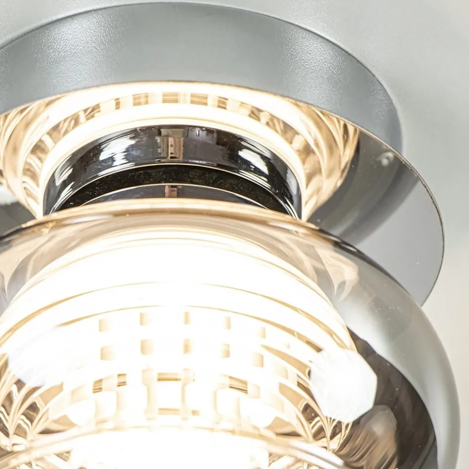 Plafondlamp klein chroom met smoke glas>Straluma Clearance