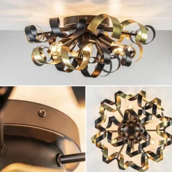 Plafondlamp Krul zwart/goud><noscript><img width=