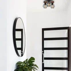 Plafondlamp 3L zwart  bolglas smoke><noscript><img width=