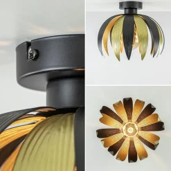 Plafondlamp leaves zwart/goud><noscript><img width=