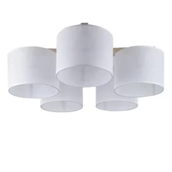 Plafondlamp 5-lichts hout/cilinderkap wit>Straluma New