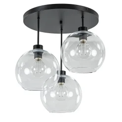 Plafondlamp 3-lichts zwart + helder glas 25cm>Straluma Hot