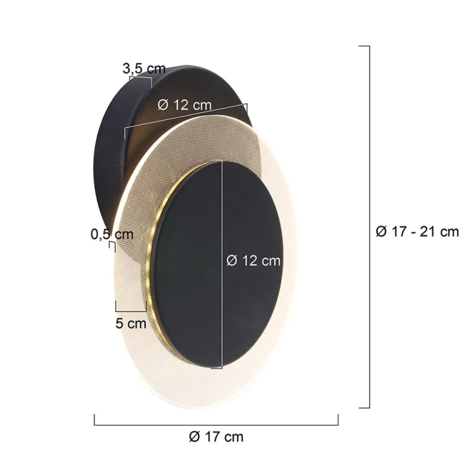 Plafondlamp Lido zwart 17cm indirect>Straluma Online