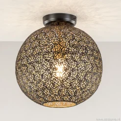Plafondlamp Oronero bol zwart/goud 30cm>Straluma Hot