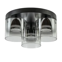 Plafondlamp Salerno 3L zwart/smoke glas>Straluma