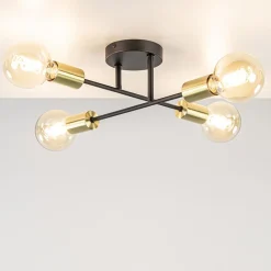 Plafondlamp Sticks 4L zwart/goud>Straluma Outlet