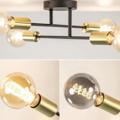 Plafondlamp Sticks 4L zwart/goud><noscript><img width=