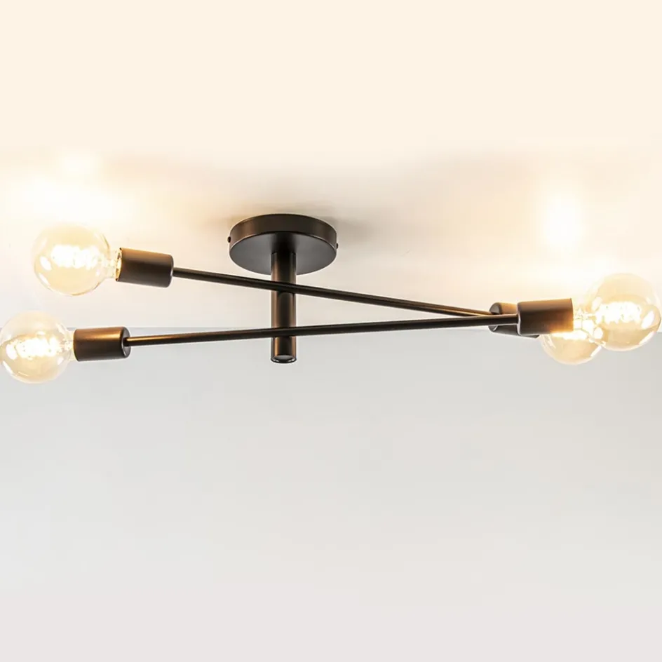 Plafondlamp Sticks 4L zwart excl. e27>Straluma