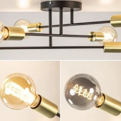 Plafondlamp Sticks 6L zwart/goud><noscript><img width=