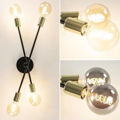 Plafondlamp Sticks 4L zwart/goud excl. e27 l.b.><noscript><img width=
