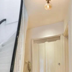 Plafondlamp toilet goud met amber glas><noscript><img width=