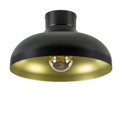 Plafondlamp zwart met gouden binnenkant>Straluma Discount