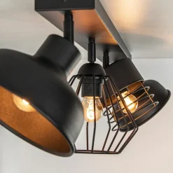 Plafondlamp zwart met verschillende kappen><noscript><img width=