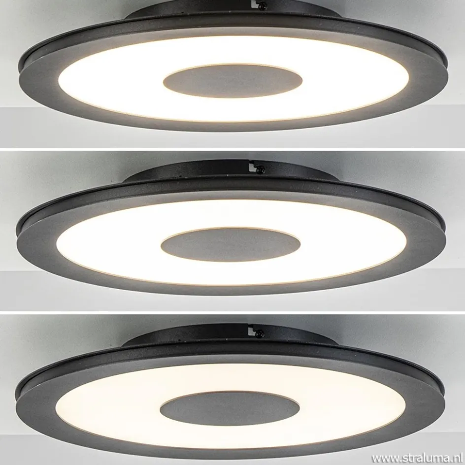 Plafondlamp zwart rond 38cm 3-st.dim.>Straluma Outlet