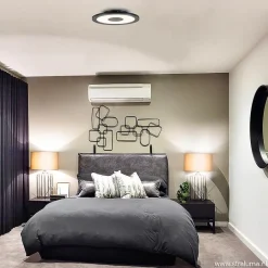 Plafondlamp zwart rond 38cm 3-st.dim.><noscript><img width=