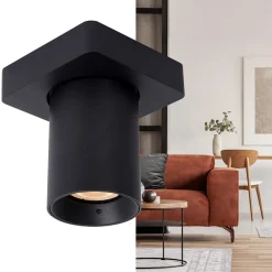 Plafondspot enkel tube zwart dim-to-warm><noscript><img width=