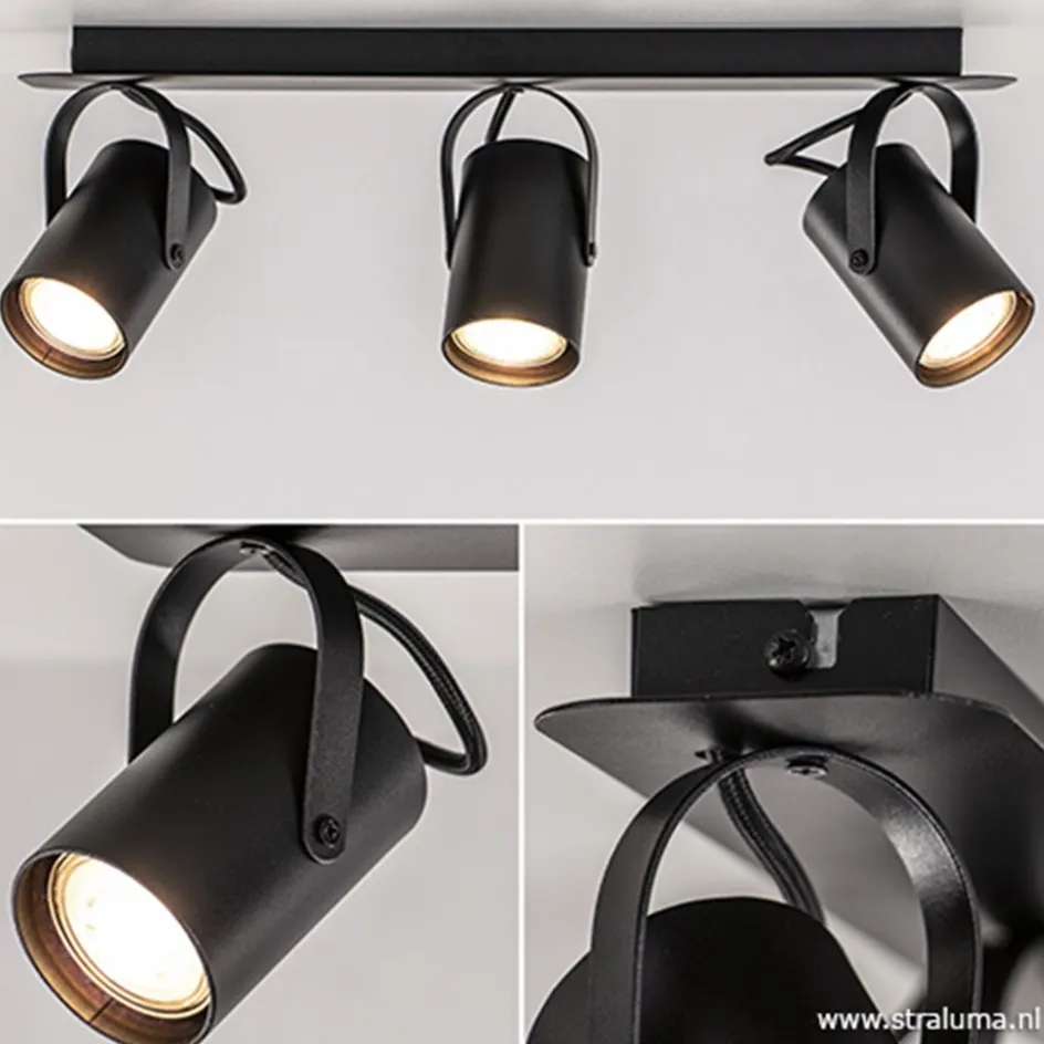 Plafondspot 3L op balk zwart>Straluma Outlet