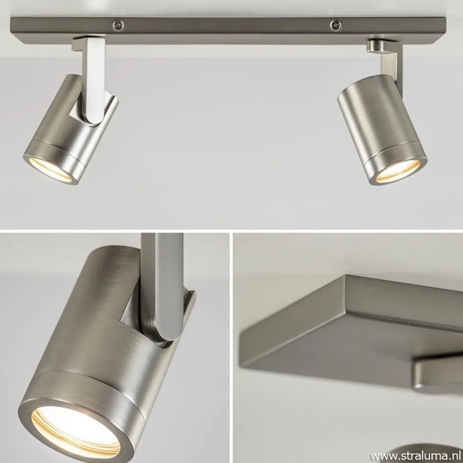 Plafondspot 2-licht op balk nikkel gu10>Straluma