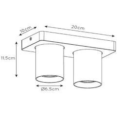 Plafondspot 2-lichts gunmetal incl. gu10><noscript><img width=
