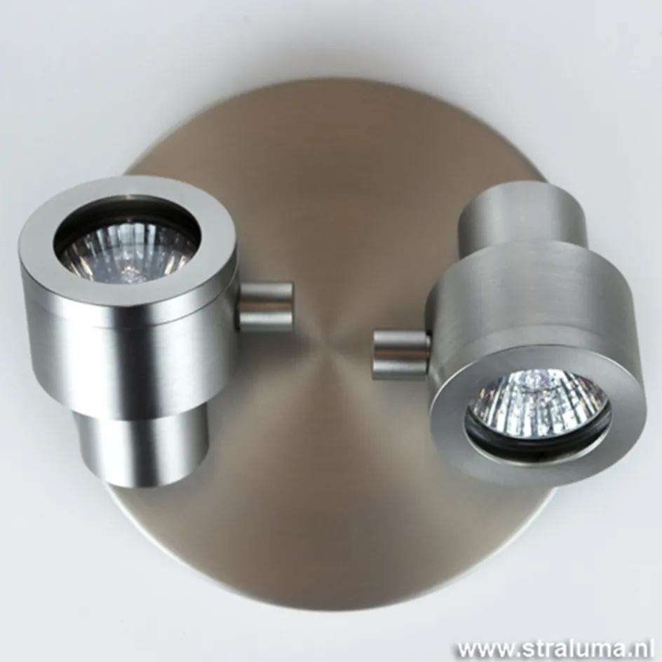 Plafondspot 2-lichts rond nikkel gu10>Straluma Discount