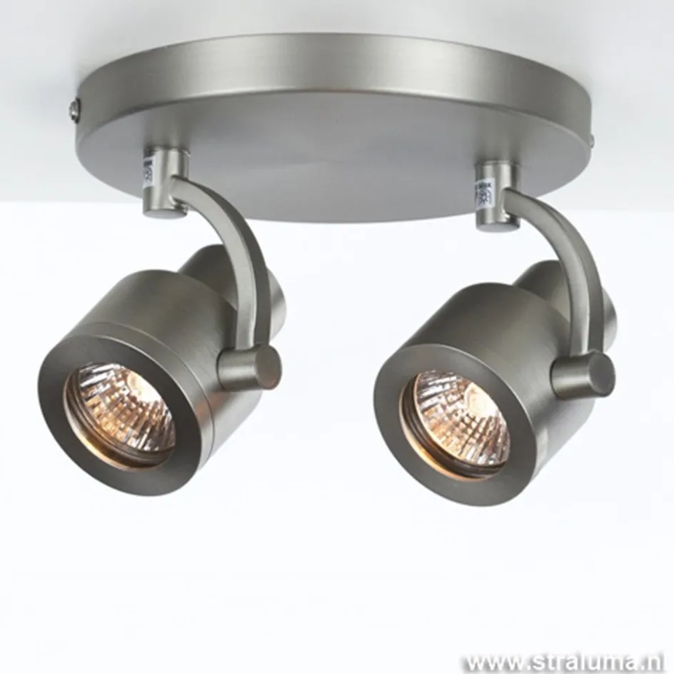 Plafondspot 2-lichts rond nikkel gu10>Straluma Discount