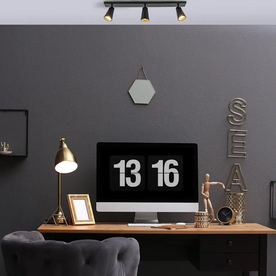 Plafondspot Petunia 3L balk zwart/goud>Straluma Sale