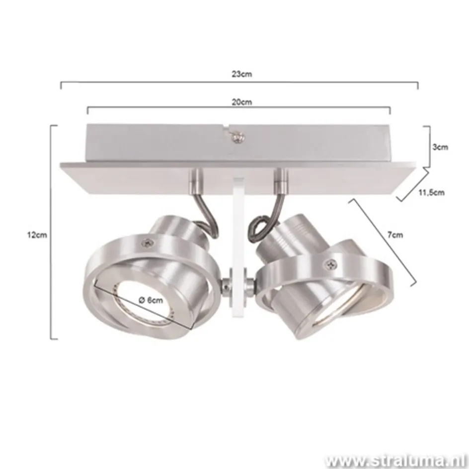 Plafondspot Quatro 2L alu led incl.gu10>Straluma Sale