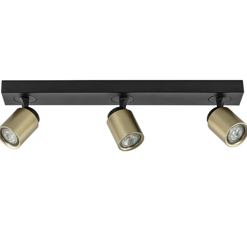 Plafondspot Razza 3l balk zwart/goud gu10>Straluma Outlet