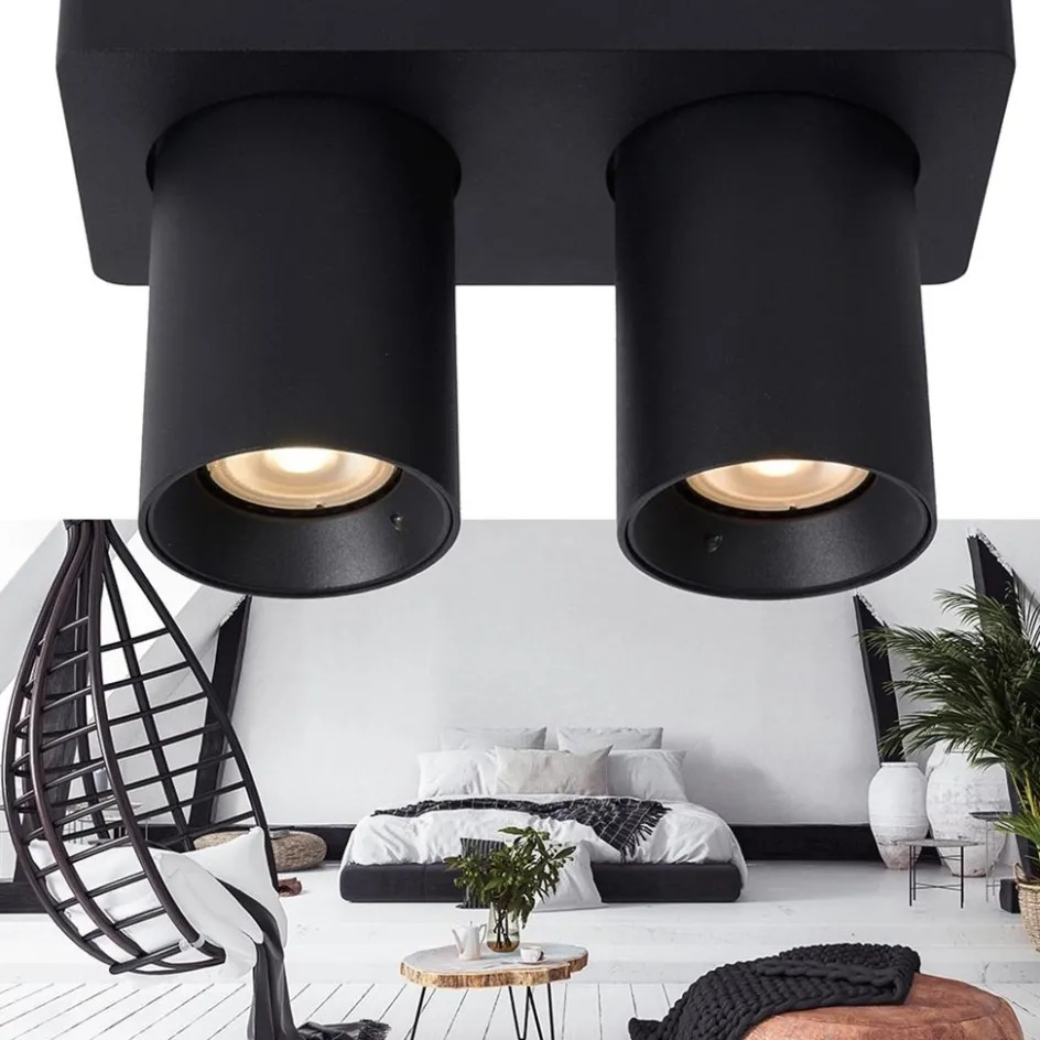 Plafondspot tube 2-L zwart incl.gu10 dtw>Straluma Discount